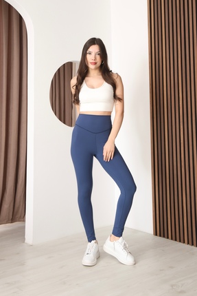 Onon Tekstil Kadın Renk Çeşitli Düz Yüksel Bel Tayt Dalgıç Scuba Dokumalı Top...