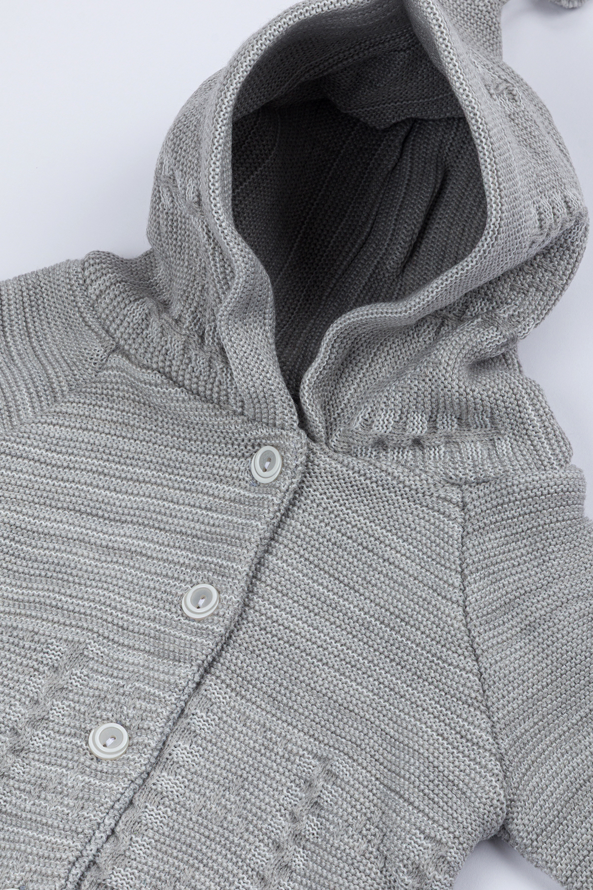 Lui Baby Yenidoğan Kapüşonlu Triko Unisex Ponponlu Bebek Hırka 0/6 Ay fotoğrafı 3 (önizleme)