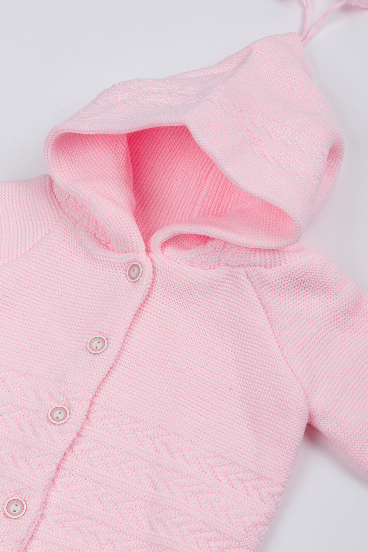 Lui Baby Yenidoğan Kapüşonlu Triko Unisex Ponponlu Bebek Hırka 0/6 Ay fotoğrafı 4 (önizleme)