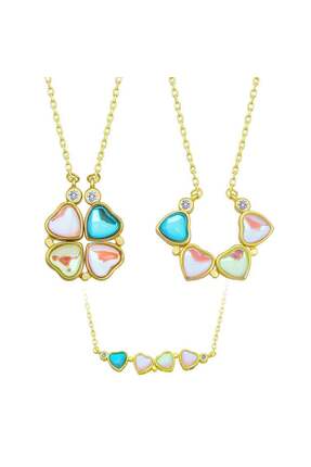 cleovibe Gümüş Renkli Açılabilen Yonca Kadın Kolye