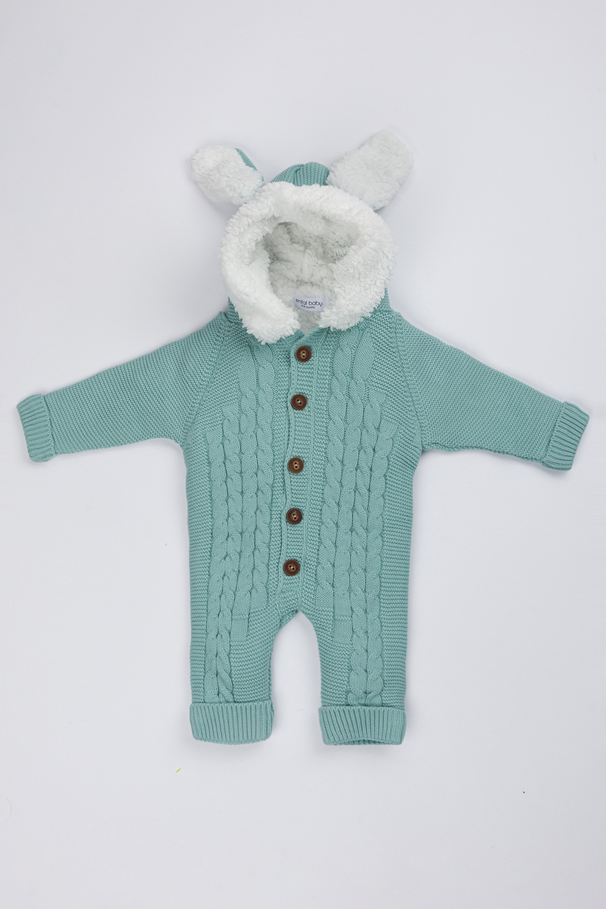 Lui Baby Polarlı Welsoft Kapüşonlu Örgü Desenli Bebek Tulum Kulaklı fotoğrafı 3 (önizleme)