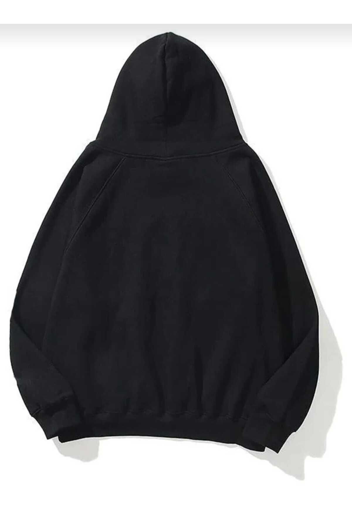 COHERENT Unisex Erkek/Kadın YILDIZ Renkli TAŞ BASKILI Pamuklu Oversize Kapüşonlu Sweatshirt görsel 2