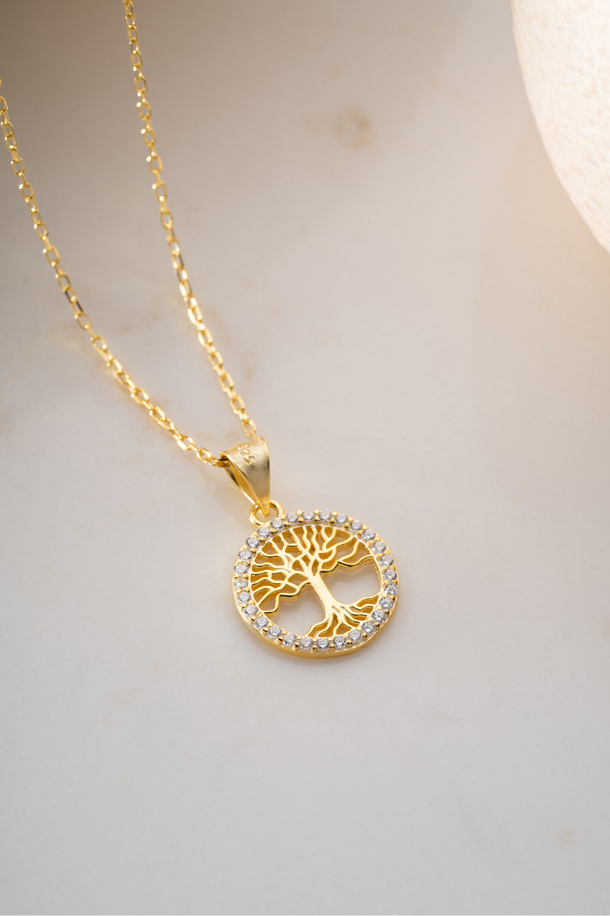 Silvano Jewelry 925 Ayar Gümüş Altın Kaplama Hayat Ağacı Kolye görsel 5