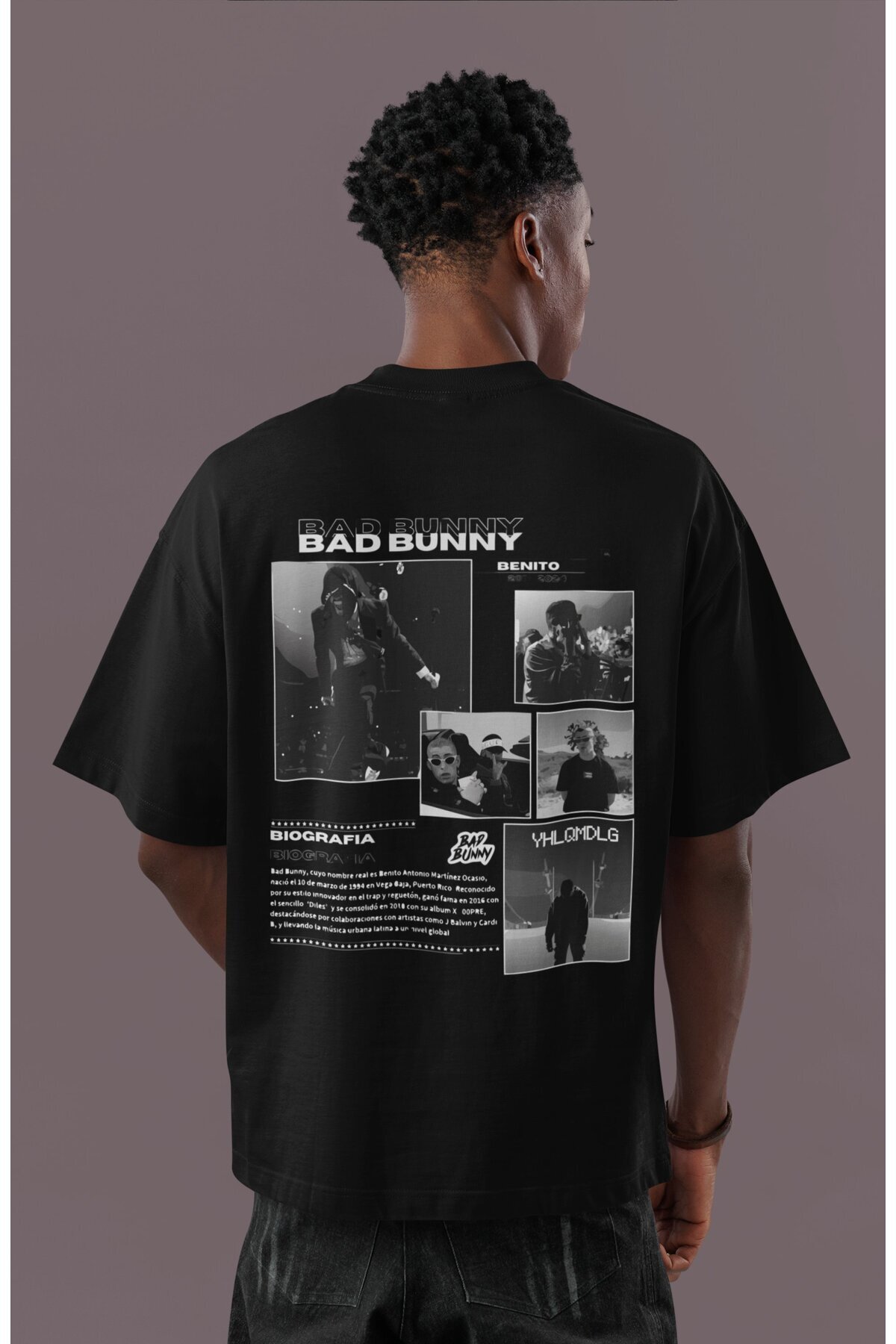 SEVBANO Tasarım Bad Bunny Sırt Baskılı Unisex Oversize Rapper