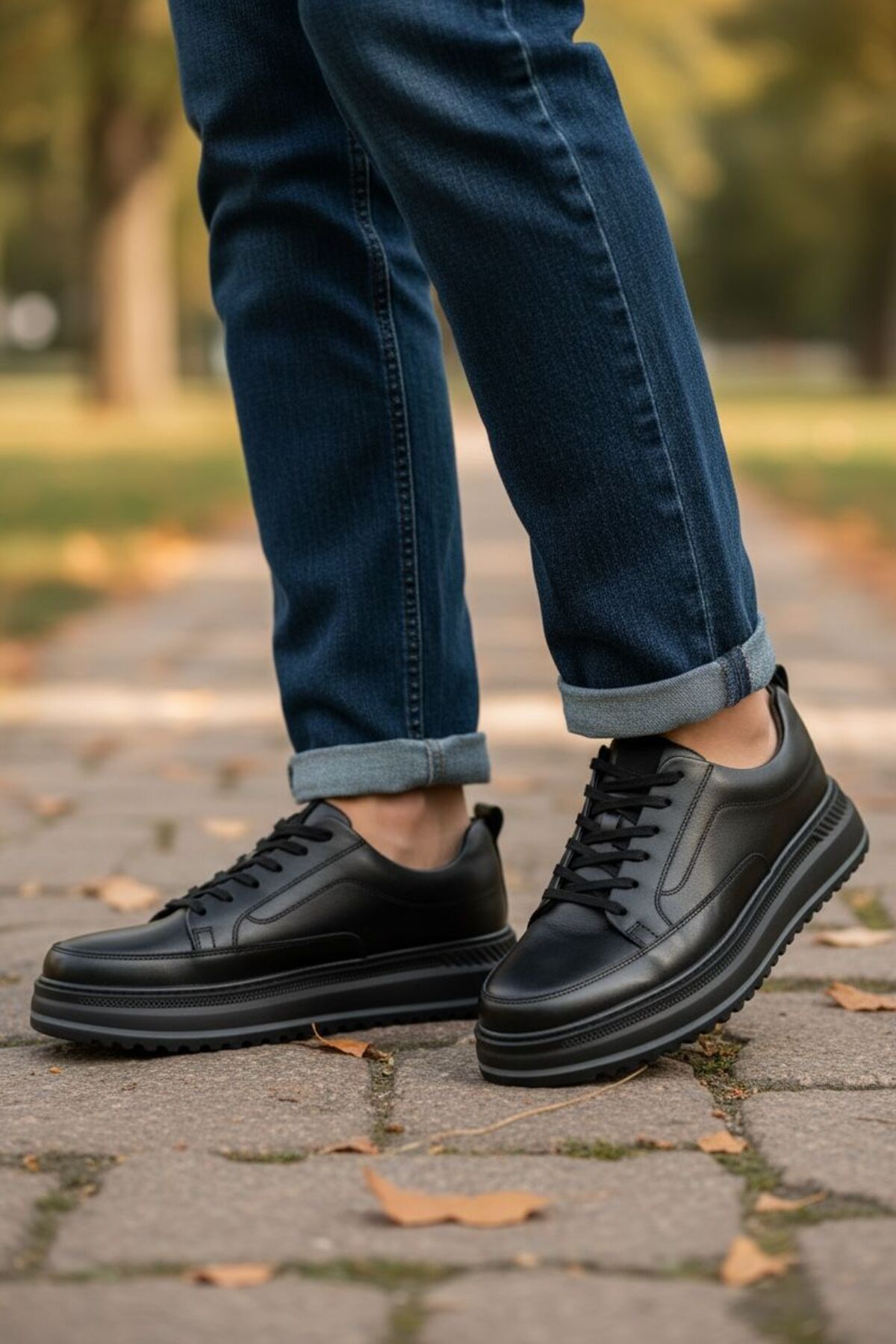 pololiza  %100 Hakiki Deri-Full Ortopedik Yüksek Taban Günlük-Nefes Alan Anatomik Yürüyüş Ayakkabısı-Rahat - Görsel 3