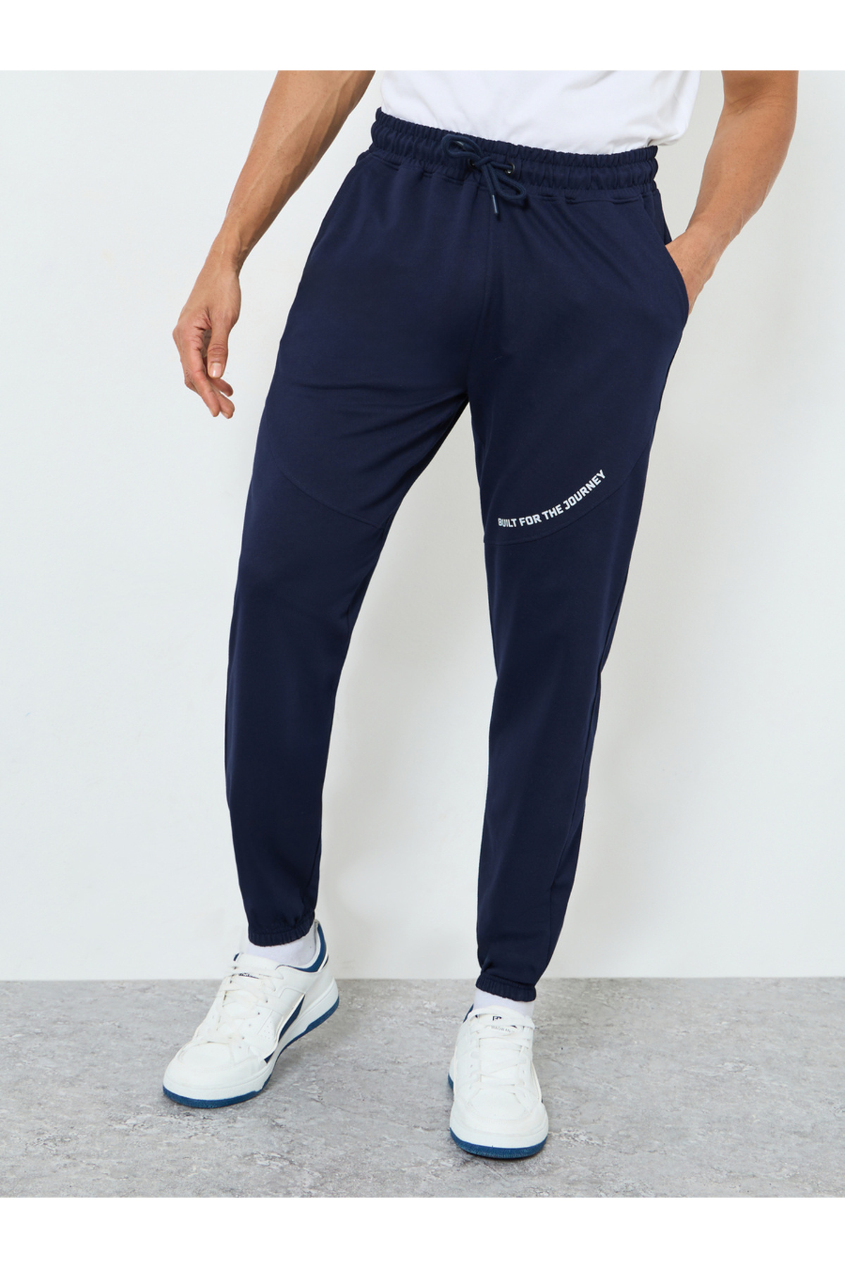 Styli Men Navy Blue Slogan Joggers