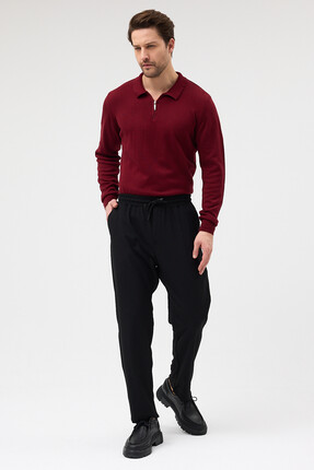 macharel jeans Erkek Siyah Rahat Kesim Beli Lastikli Bağcıklı Jogger Pantolon...