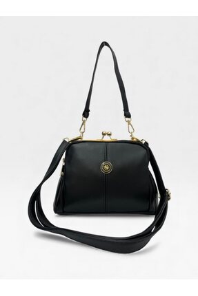 Sanmoris Gold aksesuarlı 4 gözlü yumuşak suni deri ayarlanabilir kol askılı e...