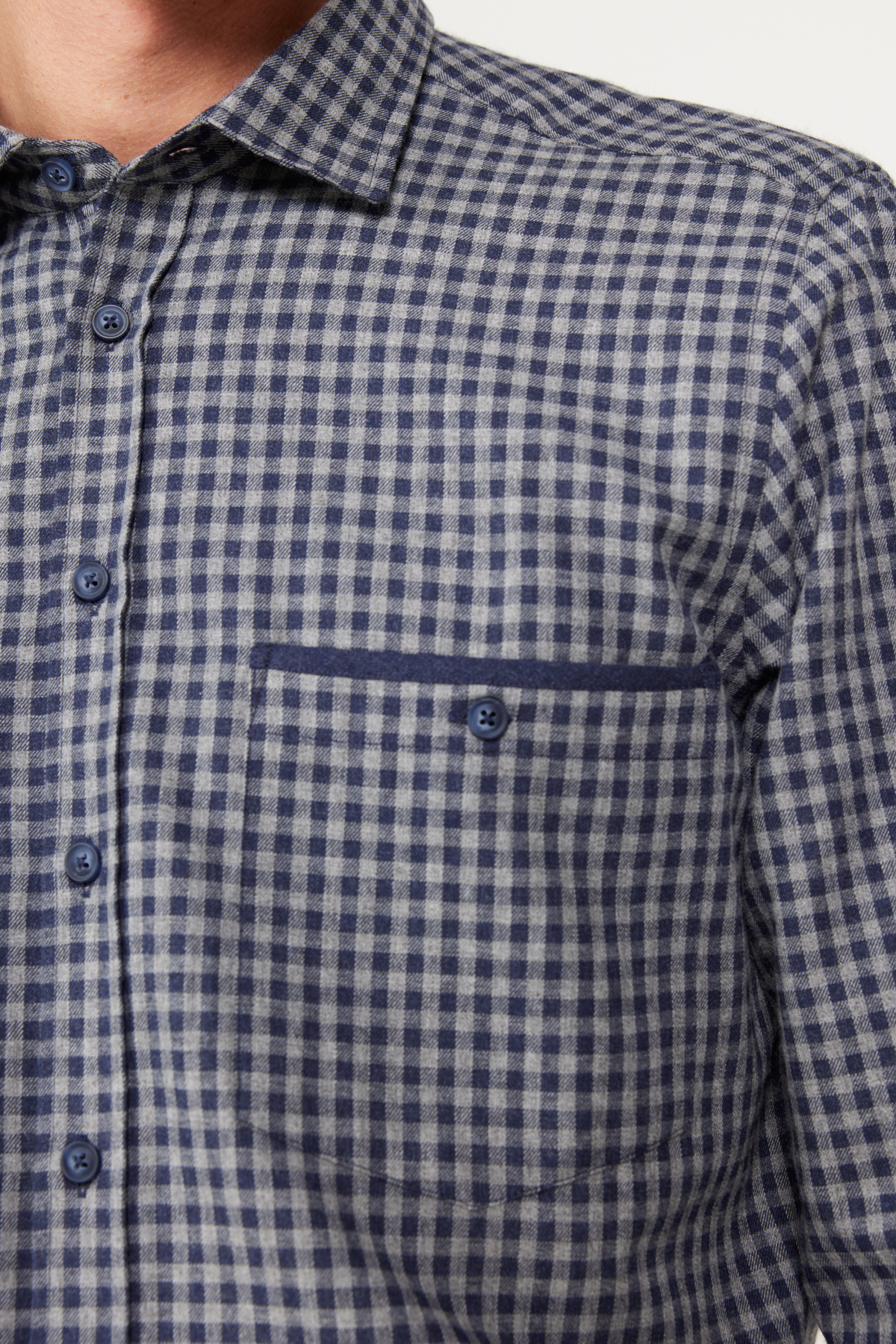 ALTINYILDIZ CLASSICS Lacivert-Gri Slim Fit Dar Kesim Klasik Yaka Kareli Gömlek görsel 6