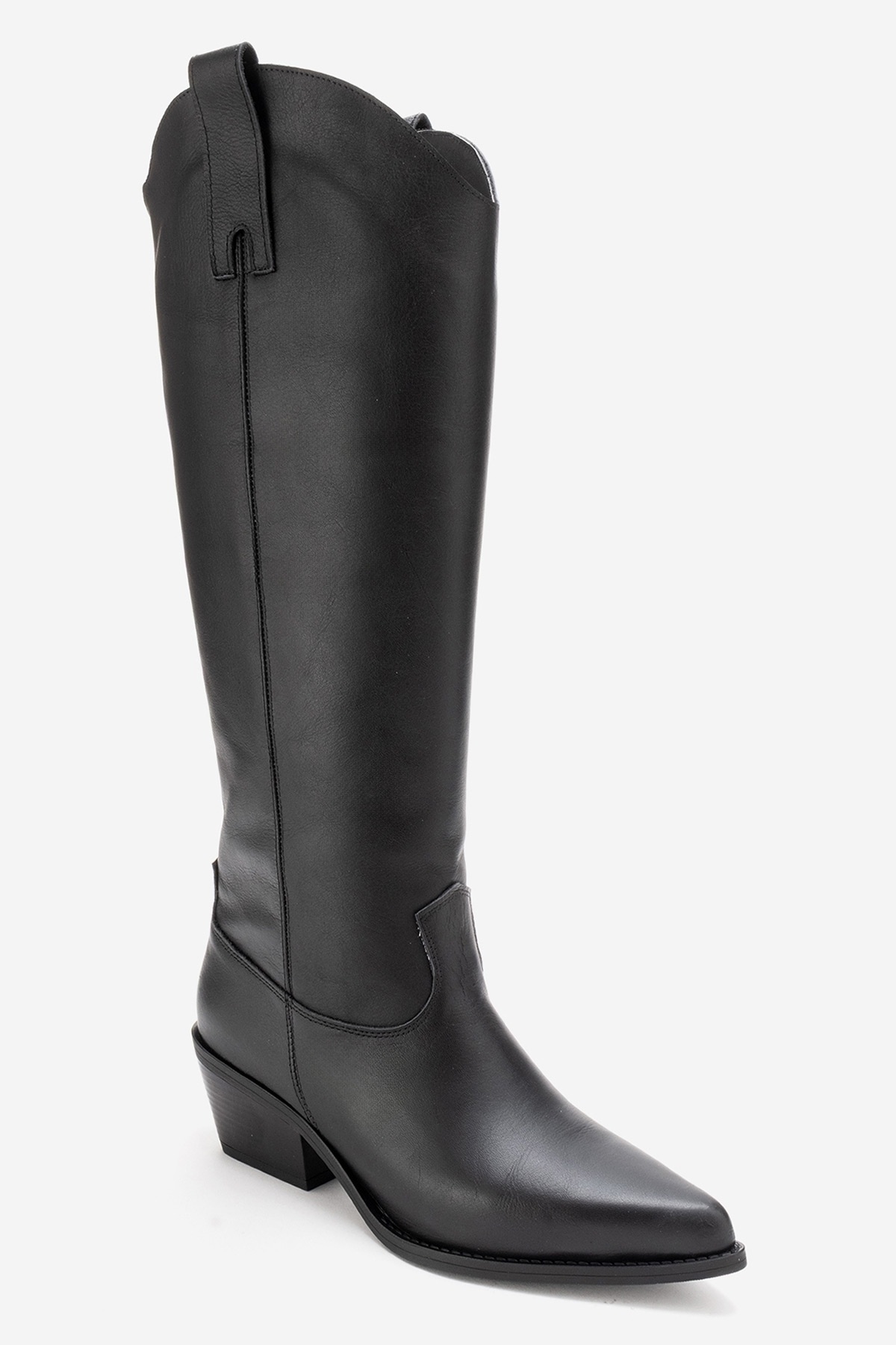 LuviShoes ANIA Siyah Cilt Hakiki Deri Kadın Western Çizme görsel 8