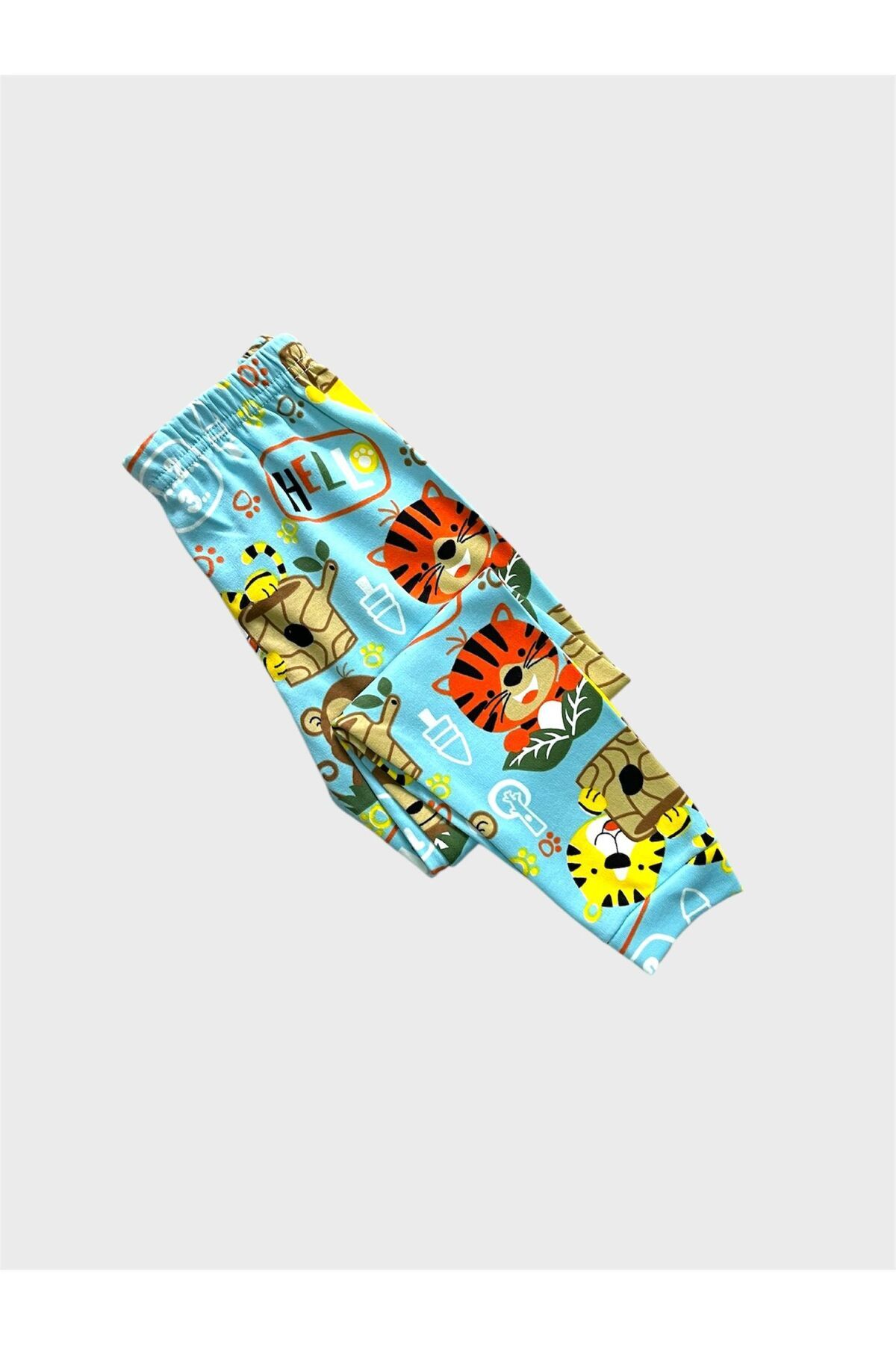 elmas kids Erkek Çocuk %100 Pamuklu Mavi Aslan Desenli Uzun Kollu Pijama Takımı fotoğrafı 5 (önizleme)