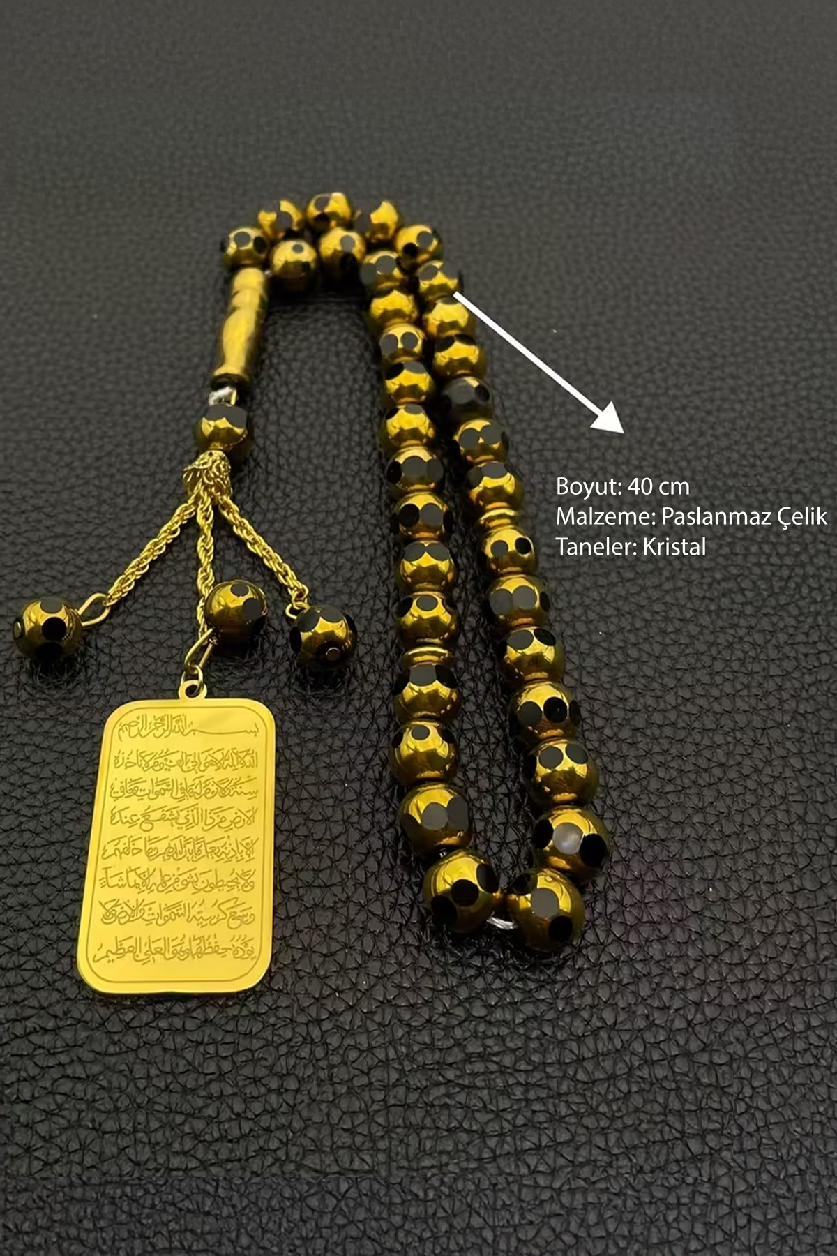Dua Püsküllü Solid Kristal Kapsül Kesim Tespih - 316L Paslanmaz Çelik Aksesuarlı - Erkek Hediyelik — Silmaril Store — Tespih (4)