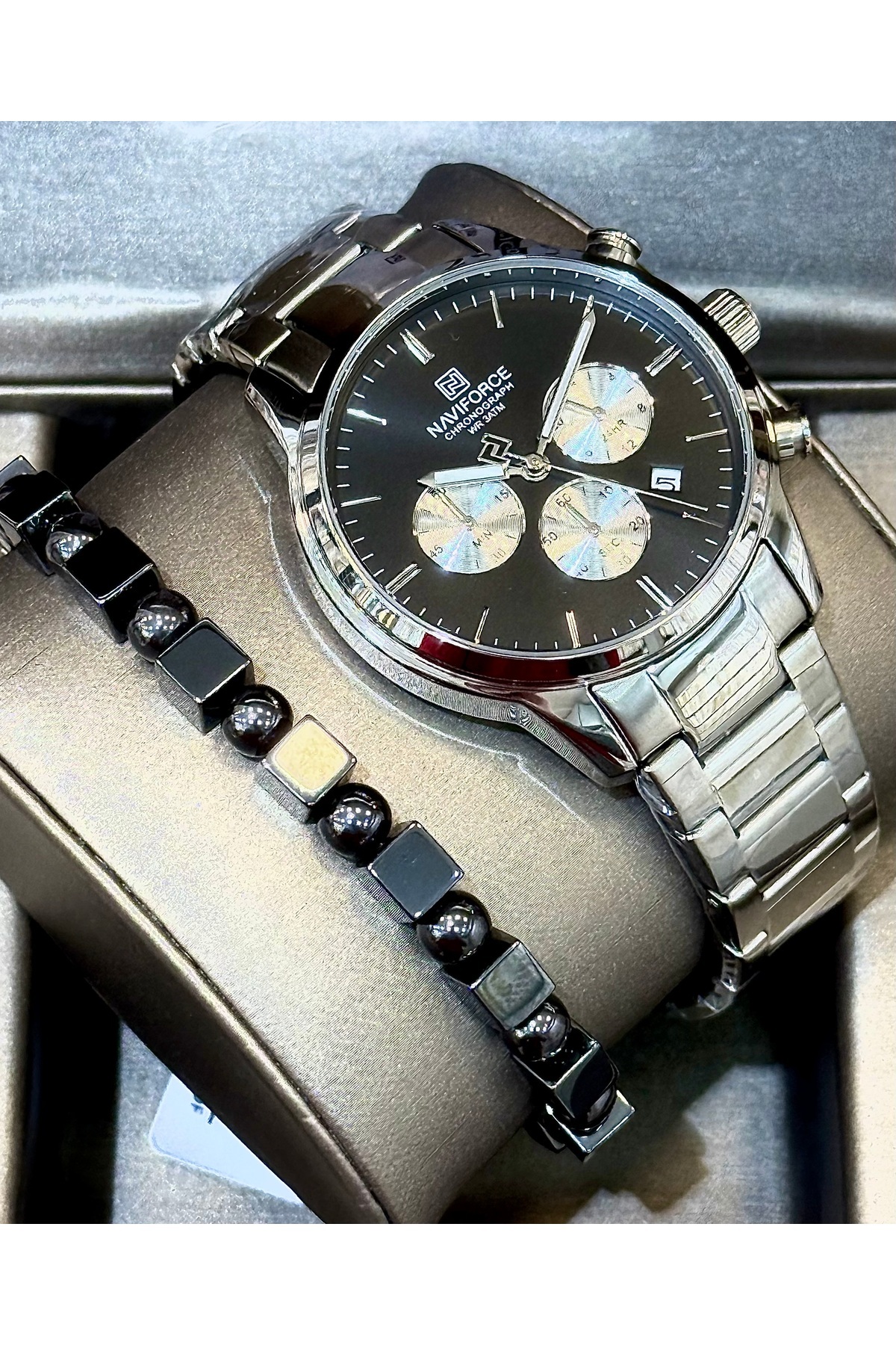 original steel wristwatch with cord function souvenir+wristband gift