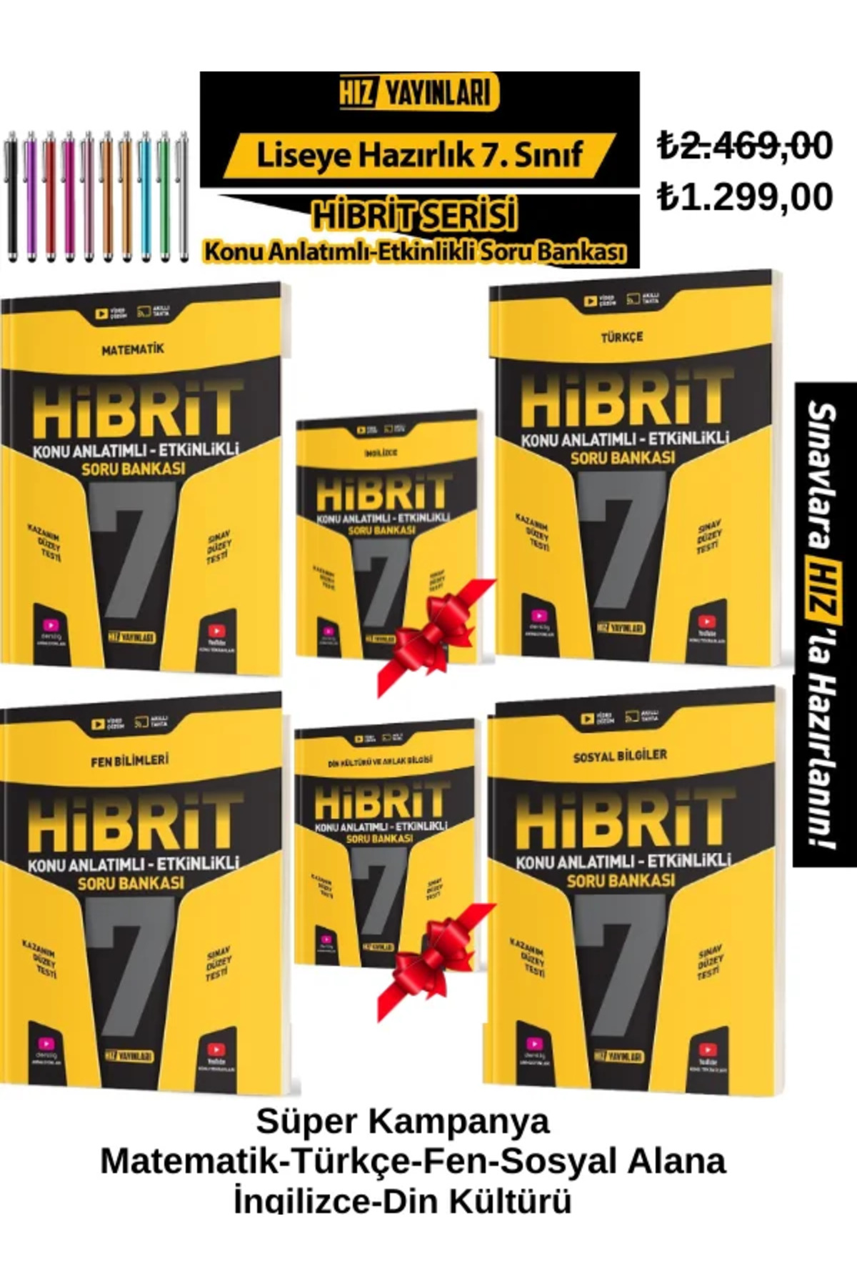 Hız Yayınları 7.Sınıf Hibrit Mat-Türkçe-Fen-Sosyal(İng.-Din