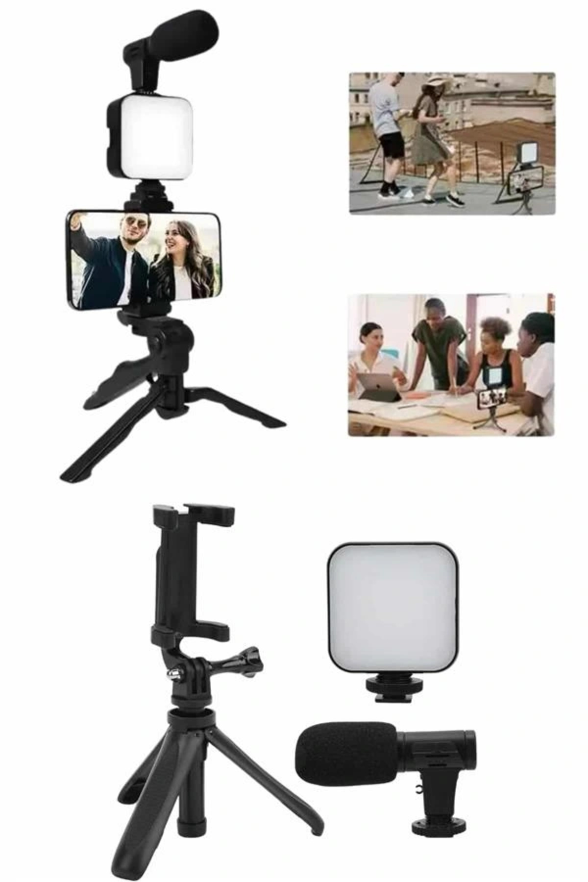 KaF KeF SHoPP VLK Telefon Tutucu Mini Mikrofonlu Tripod Vlog Çekim Video VLK fotoğrafı 4 (önizleme)