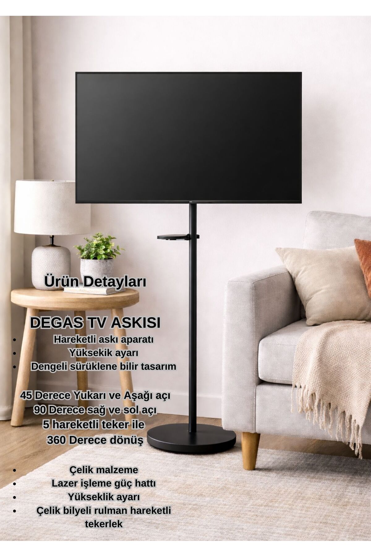 Up on a Pedestal 偶像の座 CF LGS441 未使用 FaB FORMVİA DEGAS Taşınabilir Tv Standı Siyah, Ayaklı TV Fuar Monitor