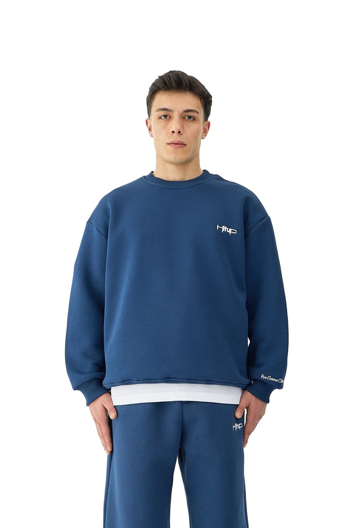hitup Nakışlı Premium Oversize Bisiklet Yaka Sweatshirt - Fiyatı