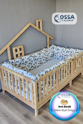 yasetex tasarım Montessori Yatak ve Beşik İçin 4 Kenar Koruma Seti Uçak Desenli