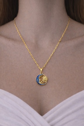 G Lady Ay ve Güneş Özel Tasarım Kadın Kolye Çelik Kararmaz