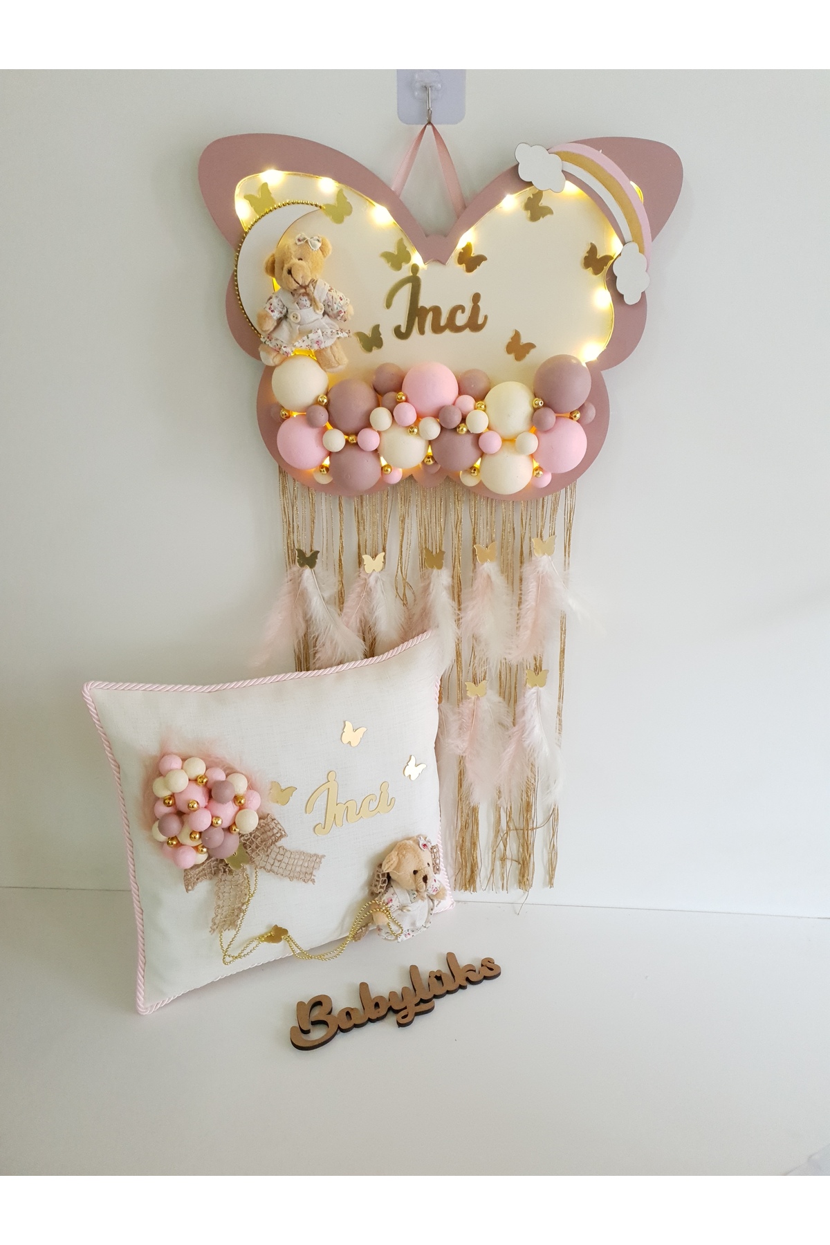 Bubble Led Butterfly Baby Door Ornament And Pillow Powder Edge Cream Floor