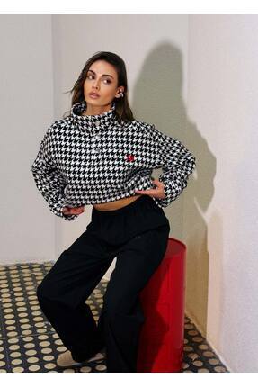 SEVDRUS Shadow Ace Dik Yaka Yün Crop Sweatshirt