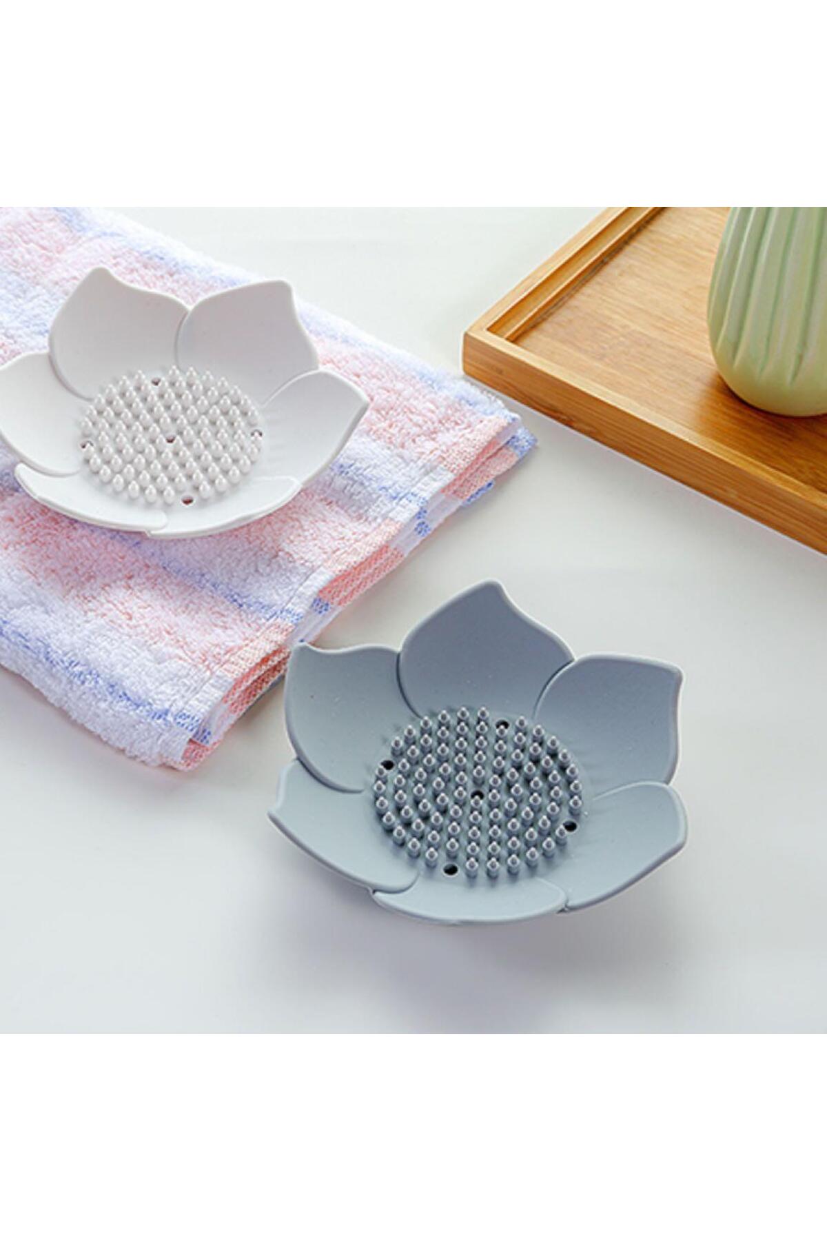 Lotus Şekilli Şık Katı Sabun Ve Süngerlik