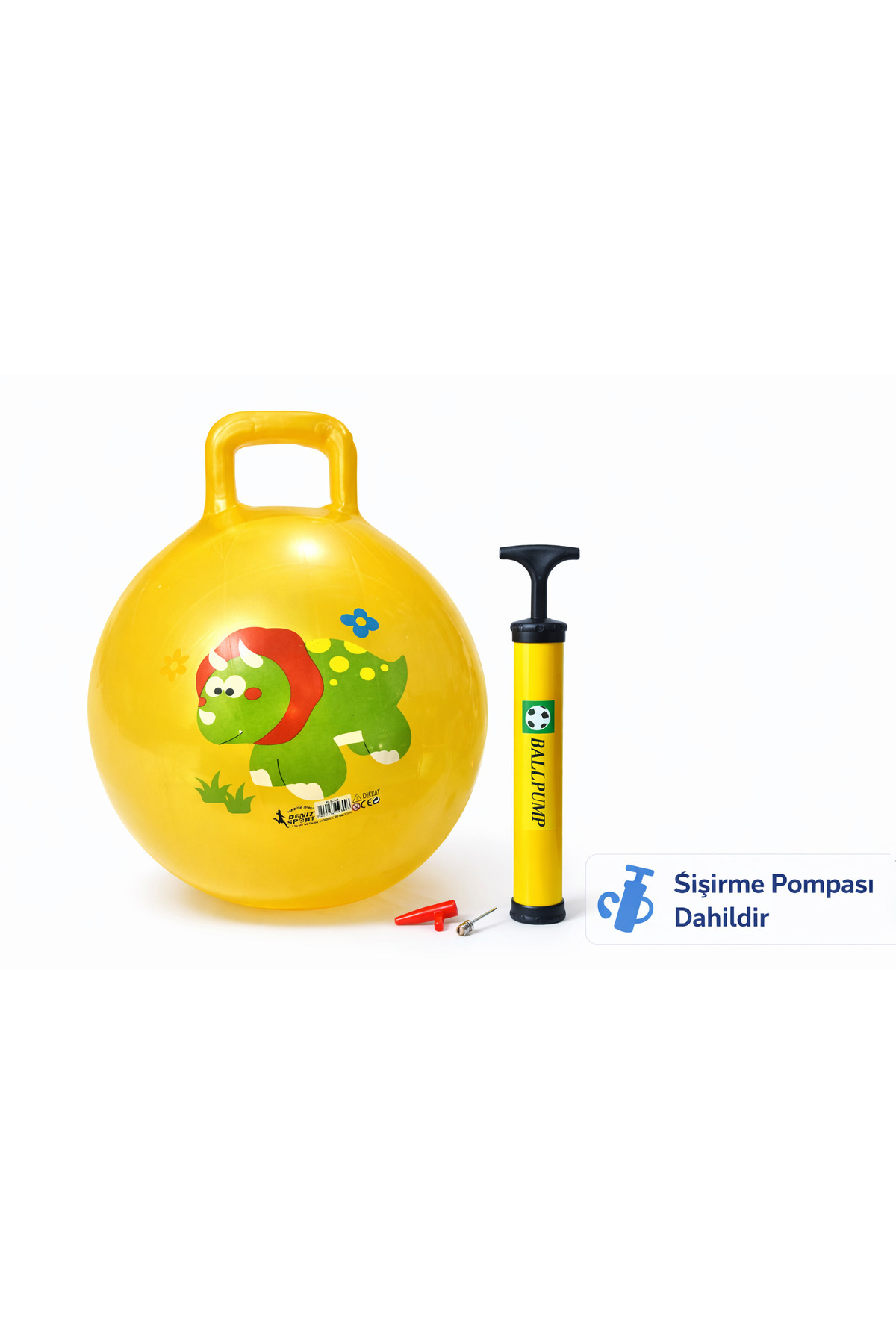 Janissary Sarı Zıp Top –Tutma Kulplu Çocuk Zıplama Topu | Denge Geliştirici, Dayanıklı Şişirme Hopper Ball