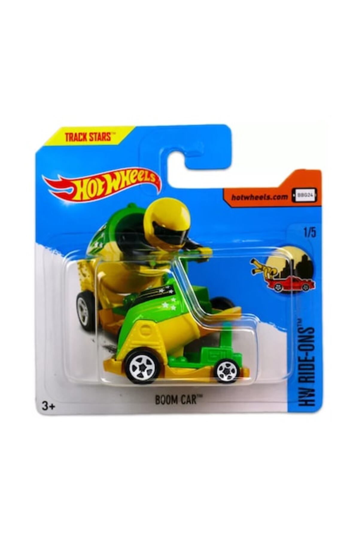 Masinuta Metalica Hot Wheels, BOOM Car, Colectia HW Ride-Ons - Editia 2017, Galben, 1:64