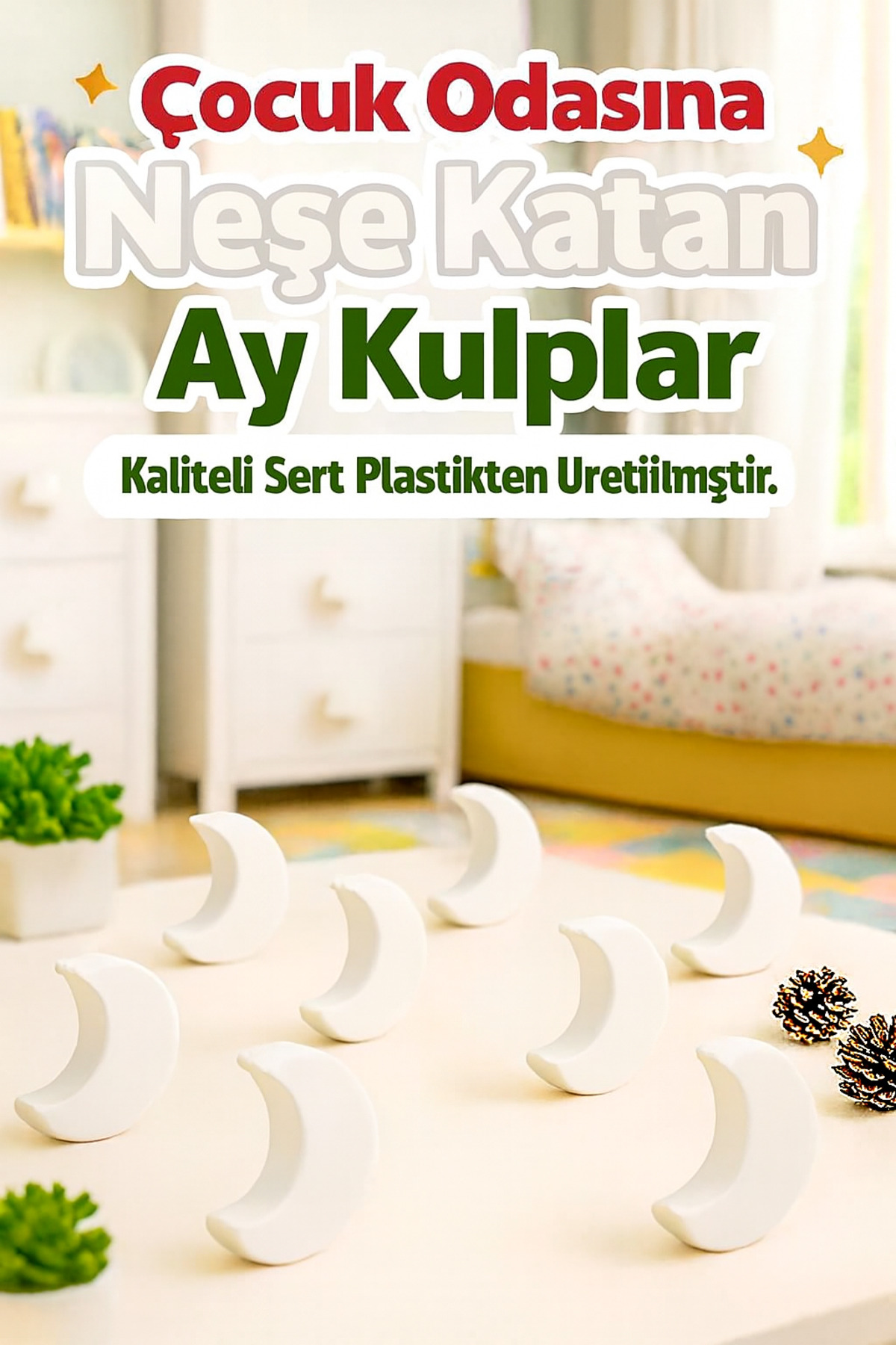 Rekatech Ay - Hilal Tasarımlı Özel Çocuk Odası Kulpları -(Tekli) fotoğrafı 2 (önizleme)