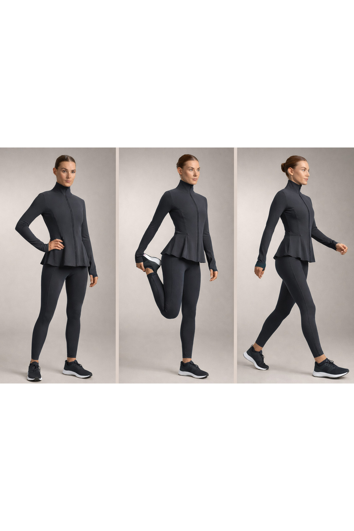 Gugus KADIN Light warm running VOLANLI Fermuarlı Yüksek Yaka Spor Ceket, Esnek Activewear görsel 4