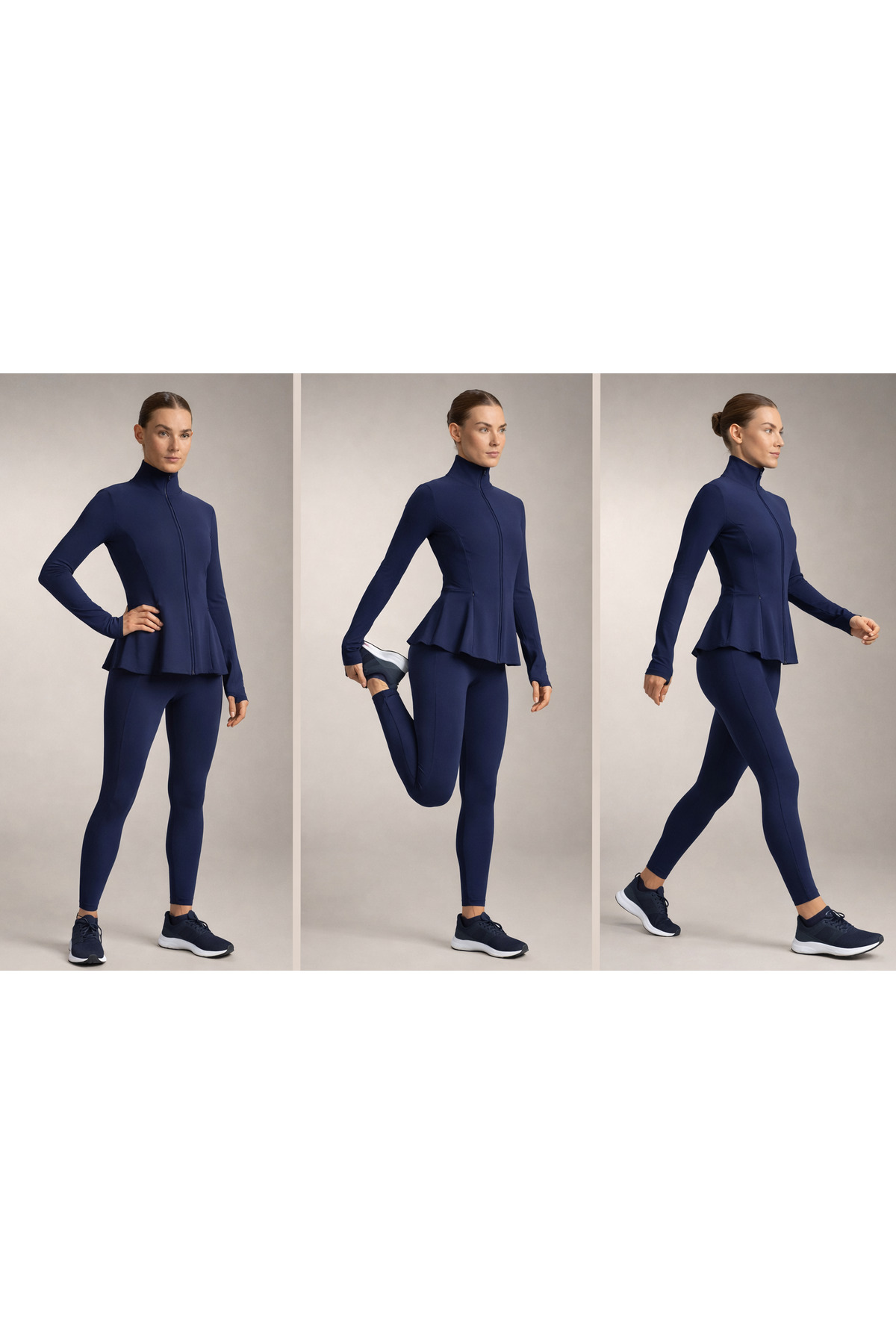 Gugus KADIN Light warm running VOLANLI Fermuarlı Yüksek Yaka Spor Ceket, Esnek Activewear görsel 3