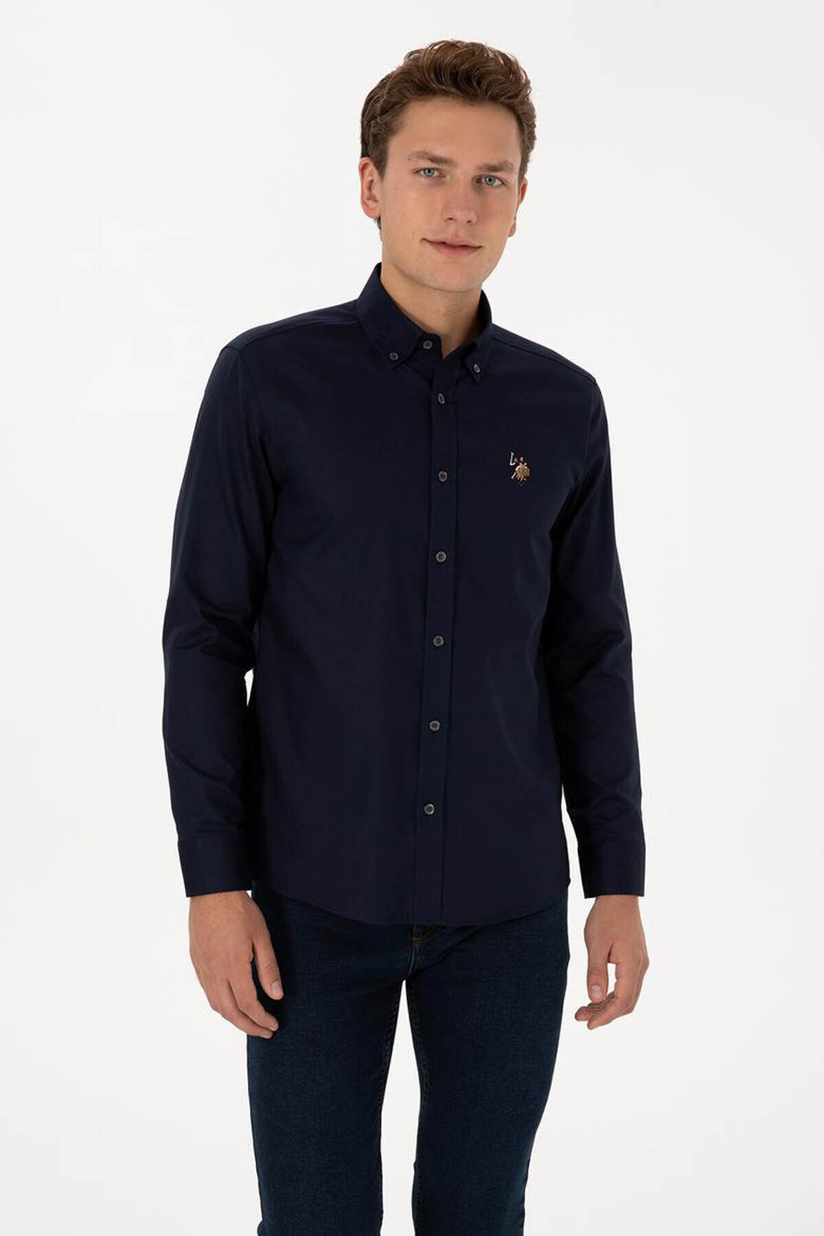 یو اس پولو پیراهن مردانه سرمه‌ای Cedcolorreg025K کد 2225643