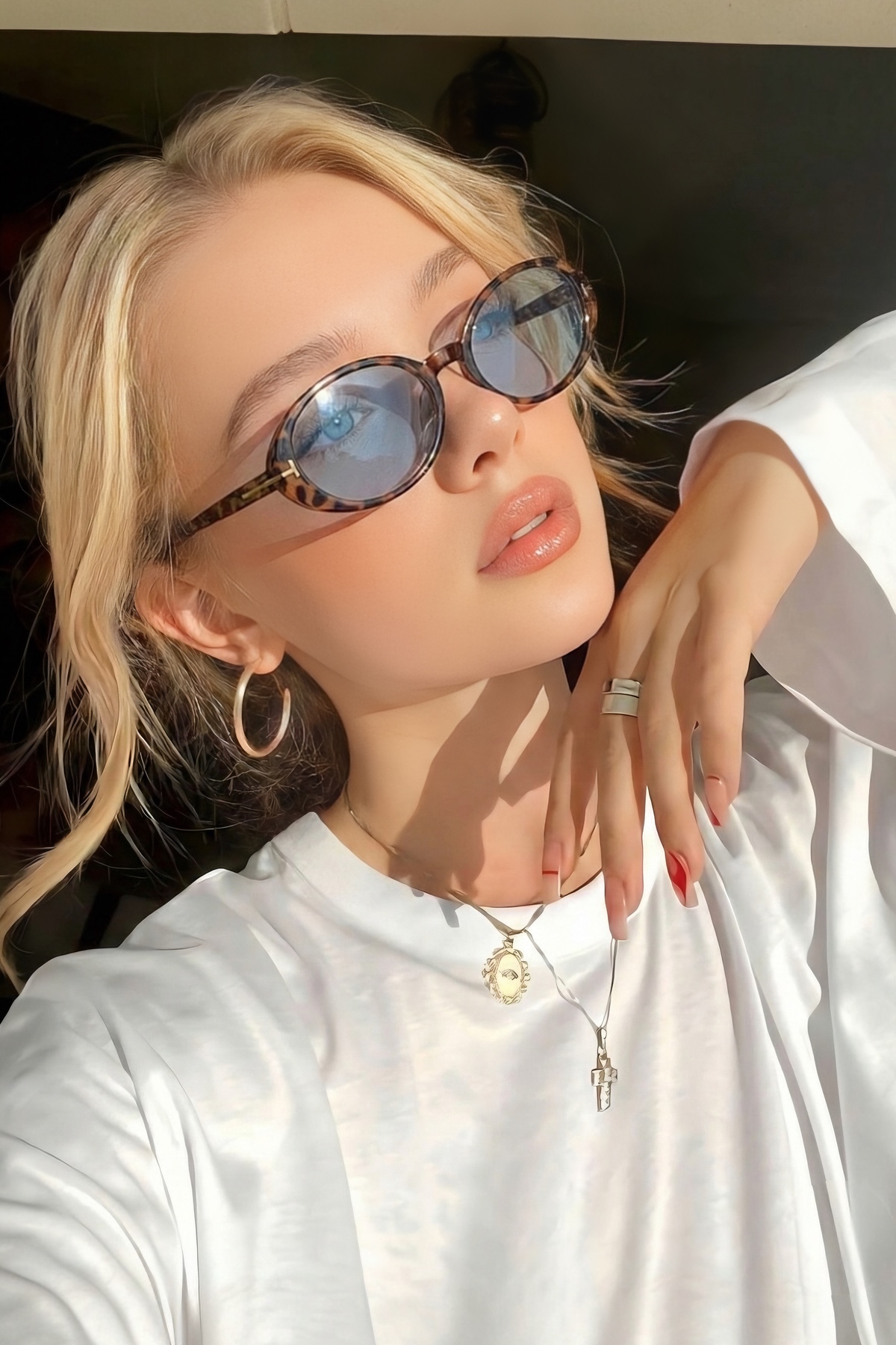 Eyesofia Pearly Cat Eye Leopar Çerçeveli Mavi Güneş Gözlüğü görsel 3