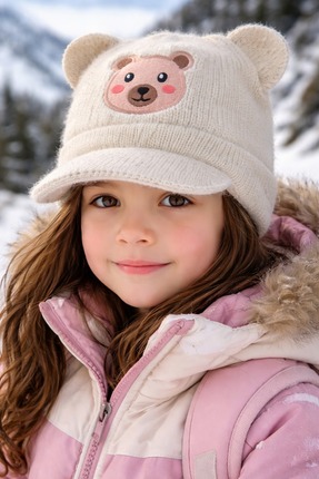 LAGRANZE Little Bear Kız Çocuk Kışlık Bere