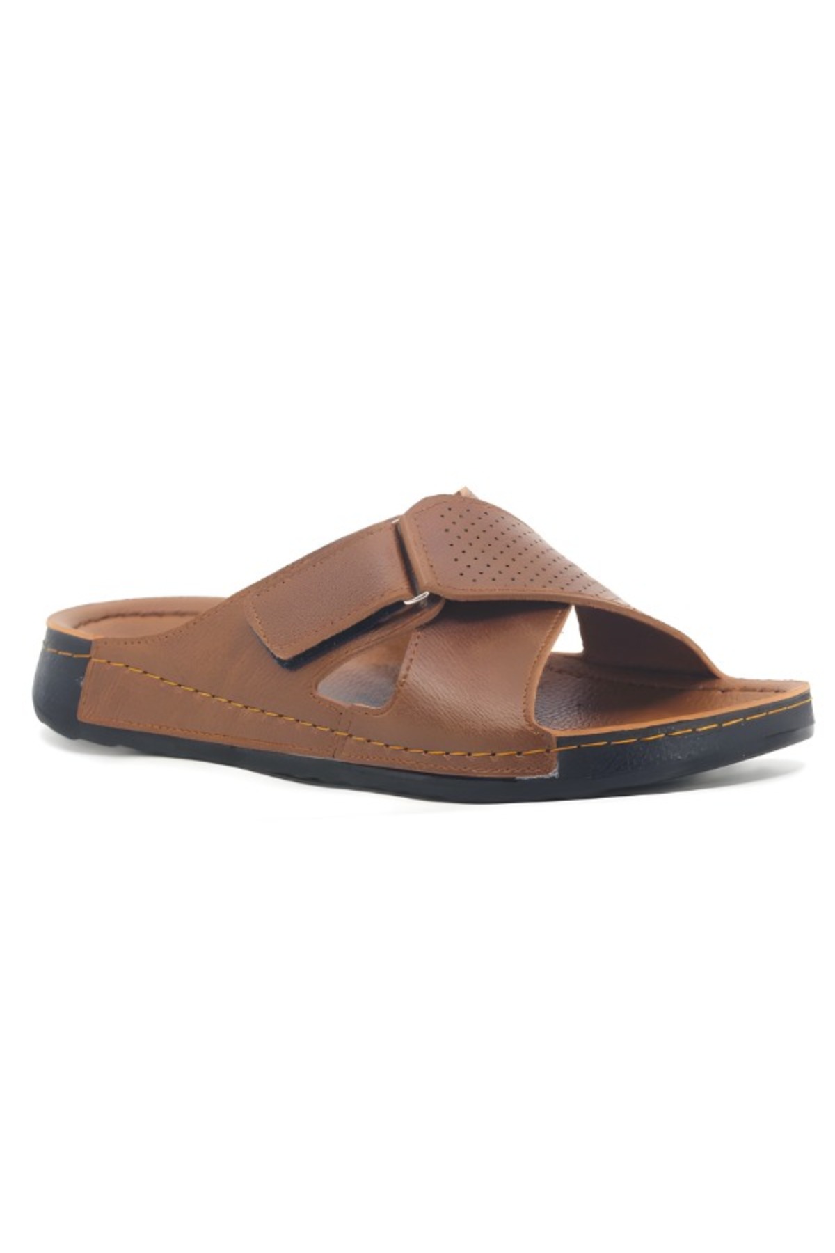 Birrbazaar Men's Orthopedic Sole Adjustable Velcro Stitching Stylish Inside Out Leather(ARTIFICIAL) Slippers