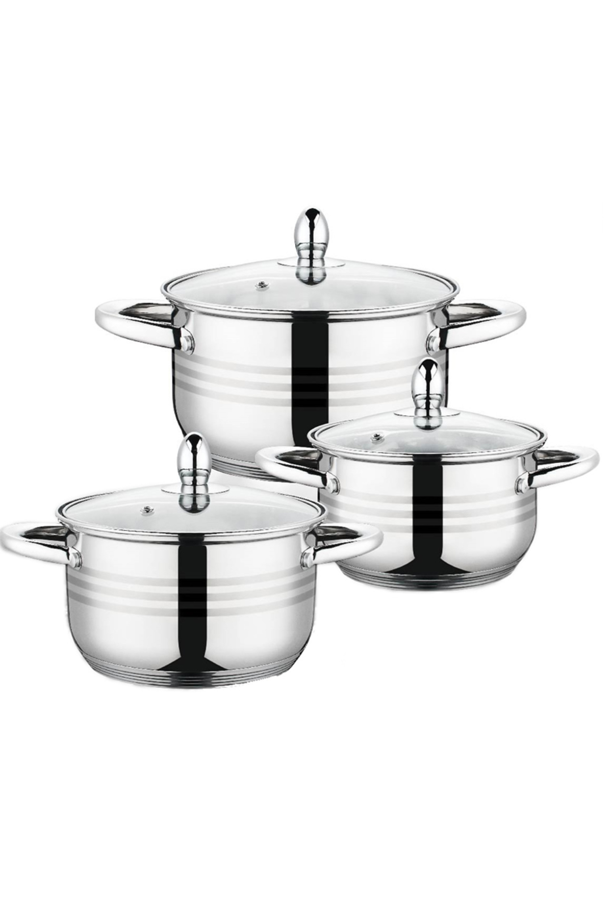 GRÜNBERG Σετ 3 δοχείων Grunberg, ανοξείδωτο ατσάλι, ενθυλακωμένη βάση, γυάλιν...