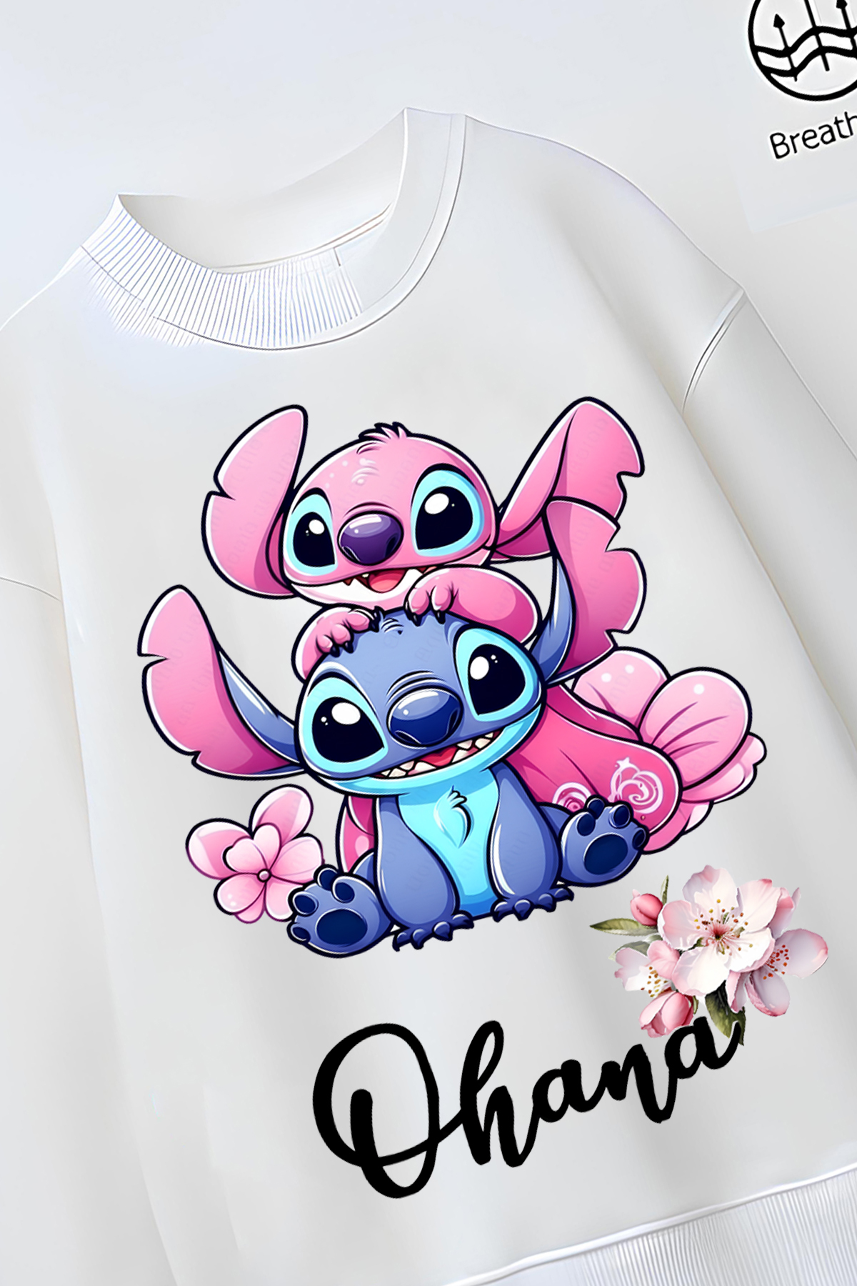 Belya Kids Wear Tam Kalıp Oversize Kız Çocuk Pamuğa Pamuk 3 İplik Kumaş Stıtch Ohana Karakter Tasarım Sweatshirt fotoğrafı 2 (önizleme)