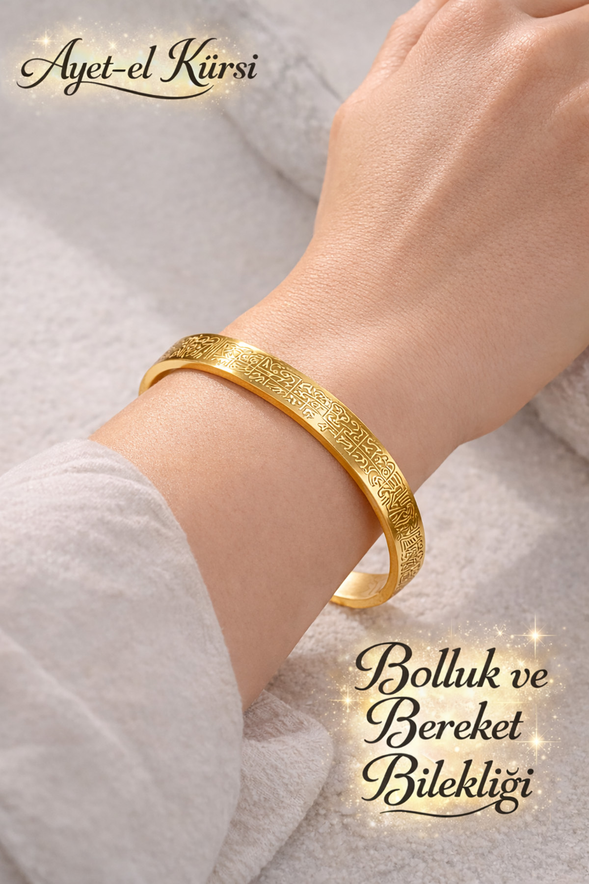 Sensio Ayetel Kürsi Bileklik Gold Paslanmaz Çelik Ayarlanabilir Bileklik görsel 2