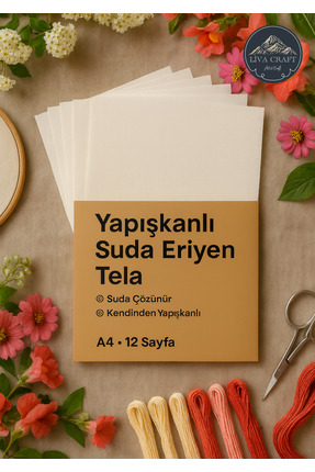 Liva Craft Yapışkanlı Suda Eriyen Tela - A4 x 12 Sayfa