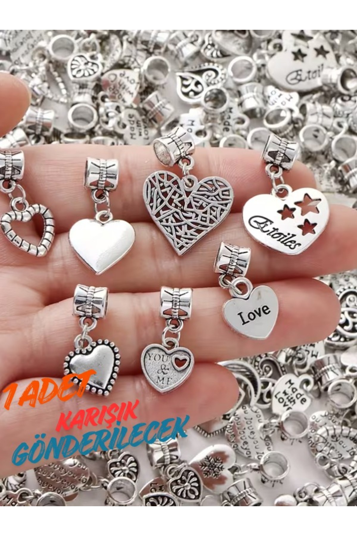 アクセサリー JOSE MOON PIN Feron Aksesuar + ZİNCİR HEDİYELİ + Altın & Gümüş Renk Kalp Kolye