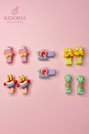 Kidoria Sevimli Sünger Bob ve Arkadaşları Figürlü Çocuk Kıskaç Toka Seti (10 ...