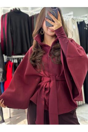 ROOM BUTİK KAŞE KUŞAKLI PANÇO DÜĞMELİ