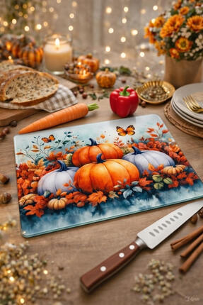 Mutfika Temperli Kırılmaz Cam Kesim Panosu Silikon Kaymaz Ayaklı