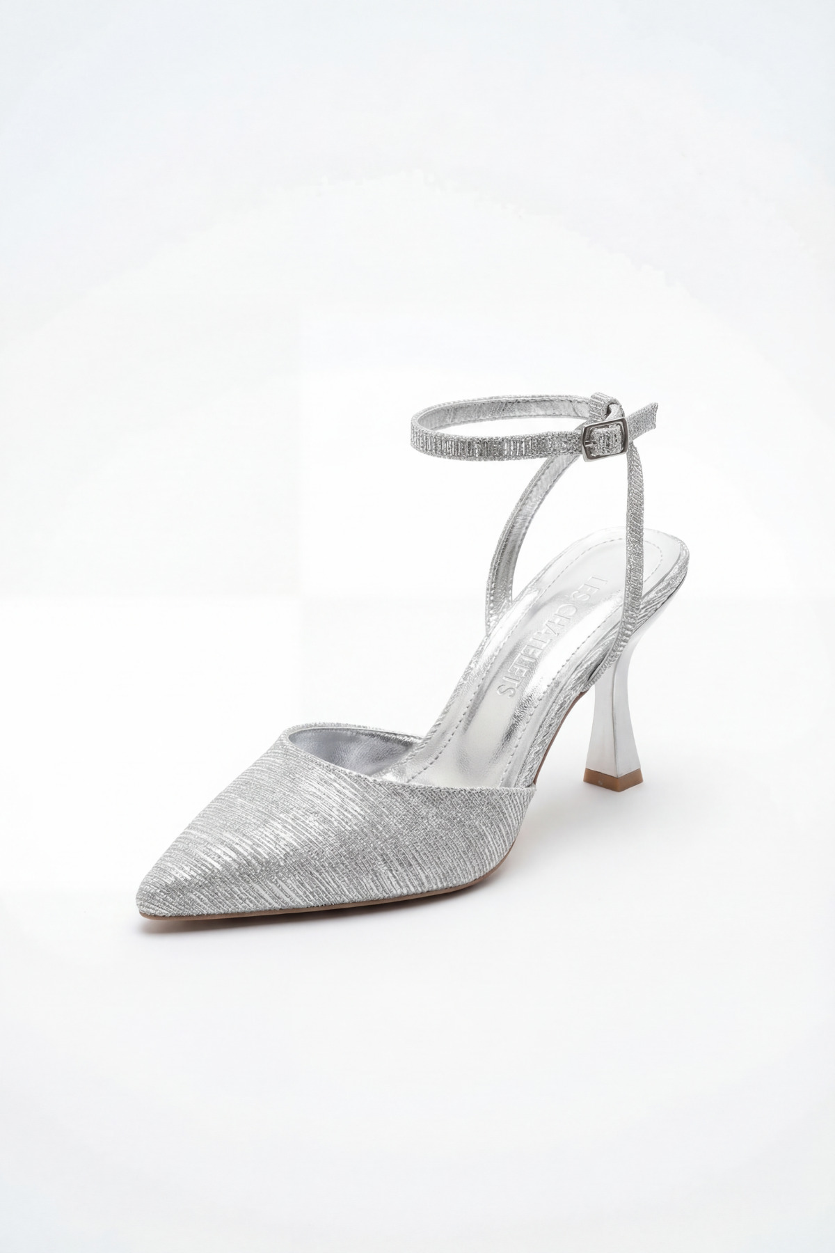 Les Chatelets  Éclat de Nuit Bilekten Bağlamalı Simli Gümüş Abiye Ayakkabı - Görsel 4