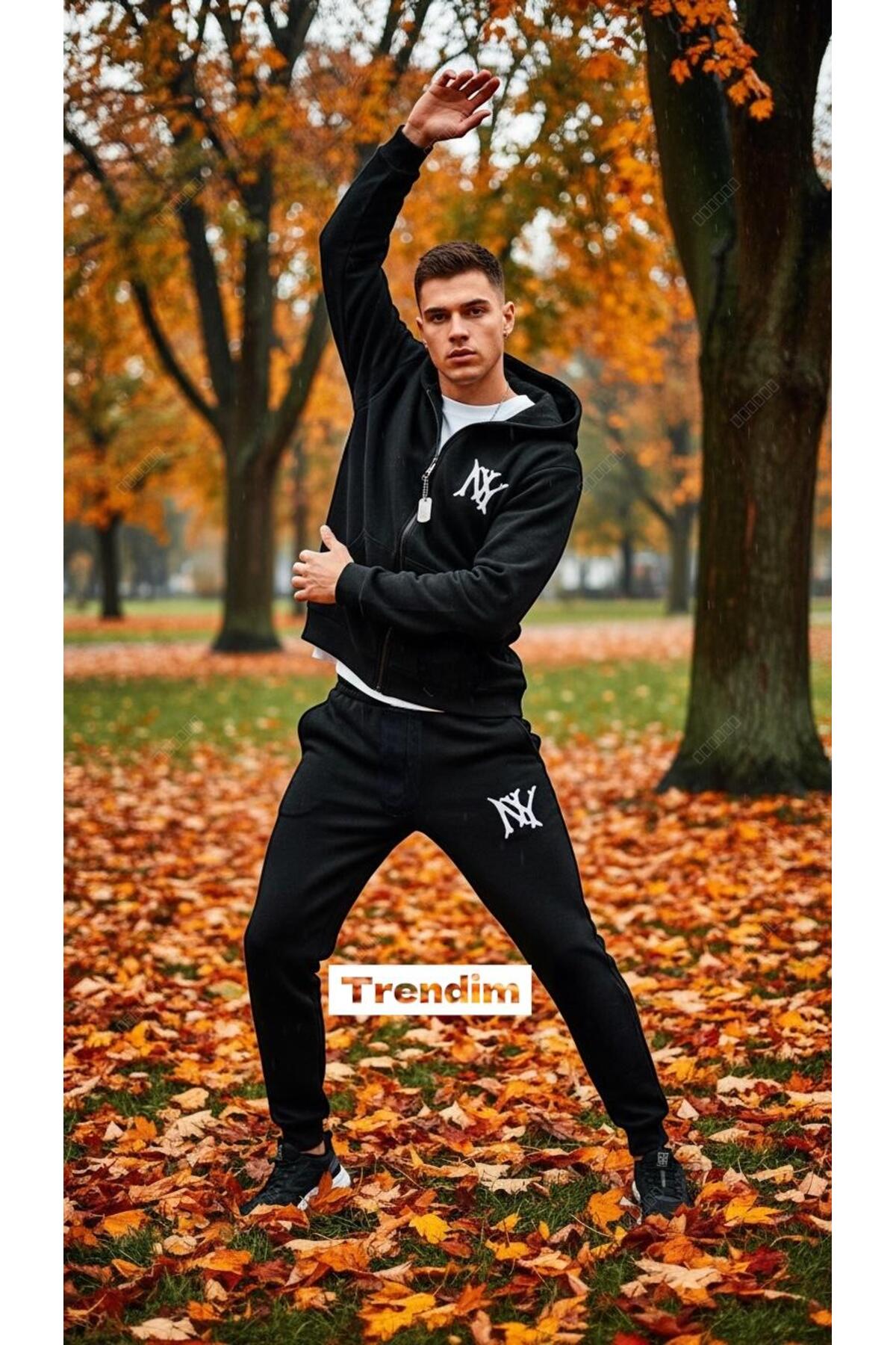 Premium Oversize Unisex Kışlık NY Eşofman Takımı–Yumuşak Rahat Spor Set-NY Baskılı Sweat+Jogger — مشکی TYC0895886447MBmwKapit004 — تصویر 4 از 7