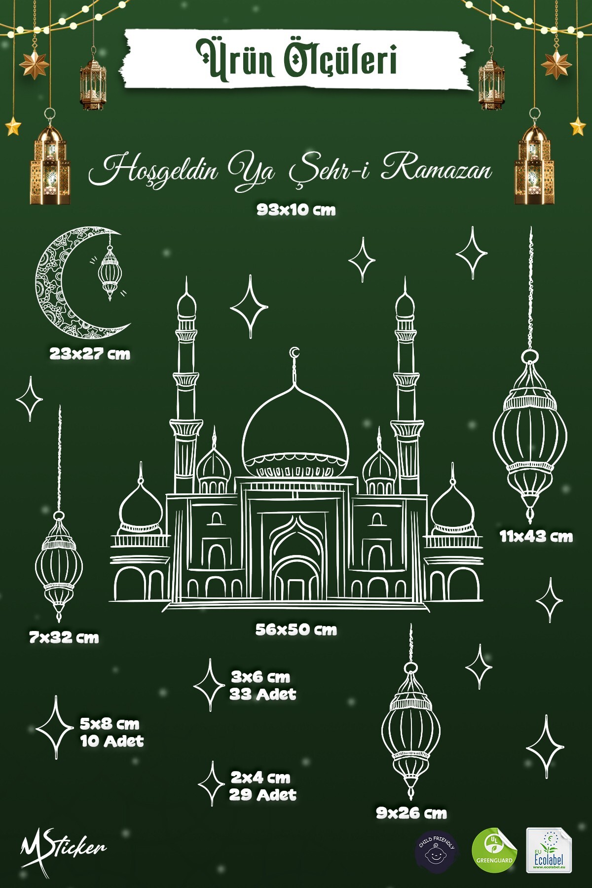 MSticker Ramazan Cam Sticker – Çift Taraflı Büyük Vitrin & Ev Süsü | Hoşgeldin Ya Şehr-i Ramazan Cam Yazısı fotoğrafı 5 (önizleme)