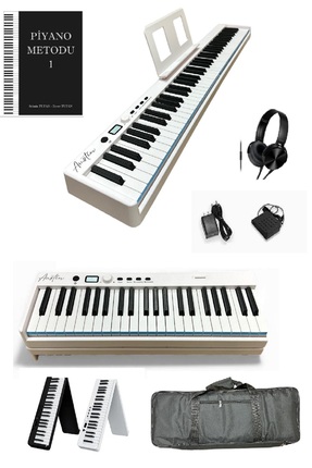 AUSTIN Katlanabilir, Taşınabilir, Şarjlı Dijital Piyano Tuş Hassasiyetli Meto...