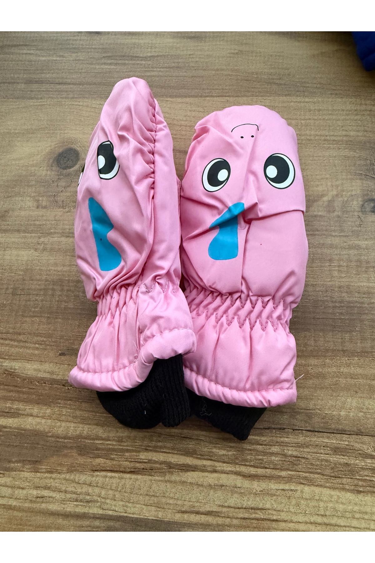 Blotch Sevimli Figür Su Geçirmez Kaliteli Lastikli Pembe İçi Polarlı Bebek Kar Eldiveni 0-24 ay fotoğrafı 3 (önizleme)