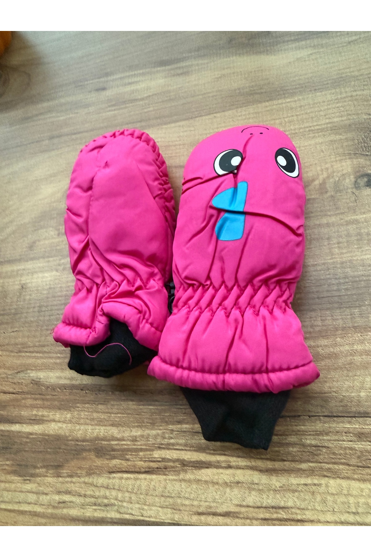 Blotch Sevimli Figür Su Geçirmez Kaliteli Lastikli Fuşya İçi Polarlı Bebek Kar Eldiveni 0-24 ay fotoğrafı 2 (önizleme)