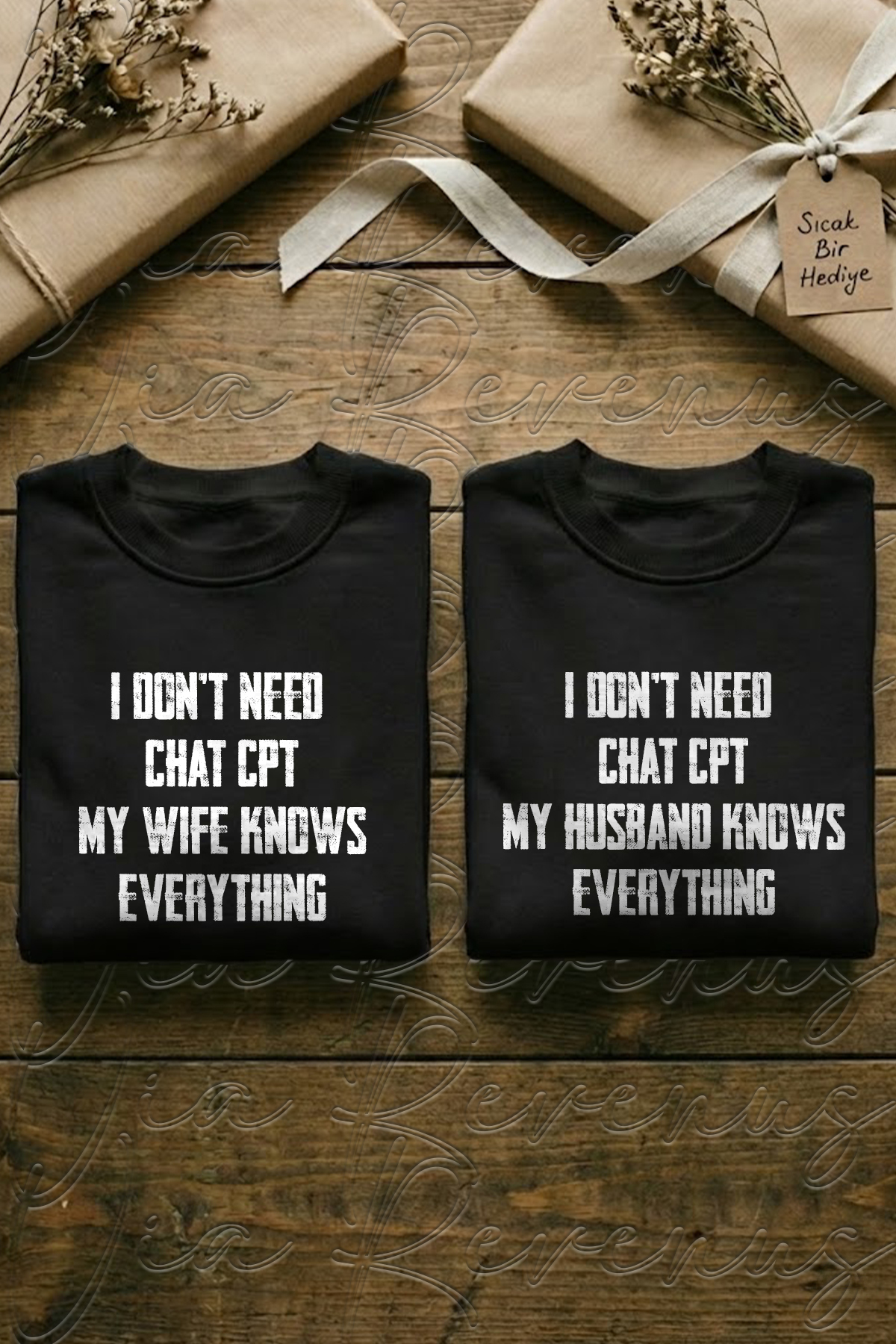 Vordevia I Don'T Need Chatgpt Printed Unisex Oversized Crew Neck Sweatshirt Lover Couple Combination (Set of 2)